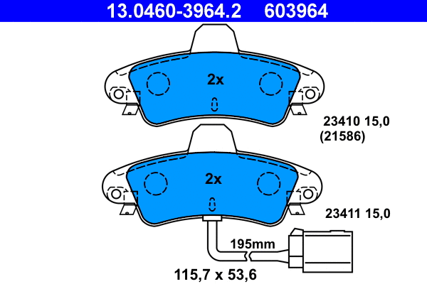 Brake Pad Set, disc brake (13.0460-3964.2)