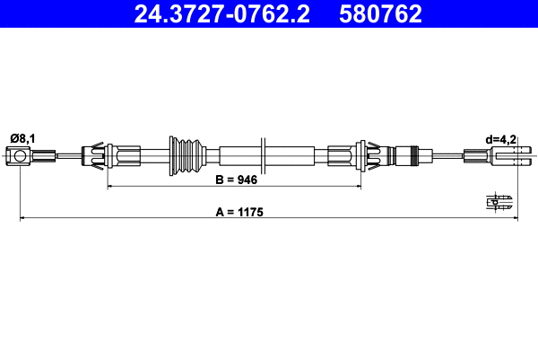 Cable Pull, parking brake (24.3727-0762.2)