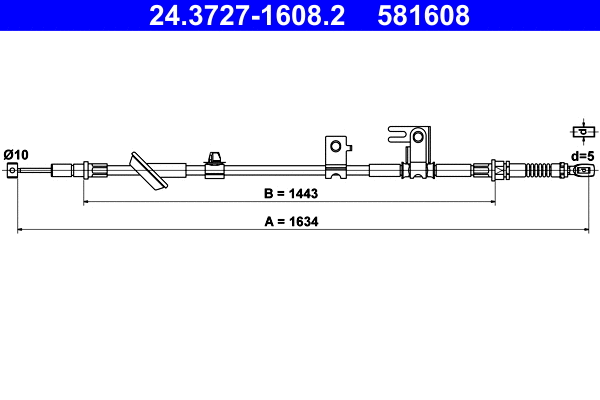 Cable Pull, parking brake (24.3727-1608.2)