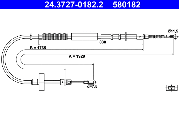 Cable Pull, parking brake (24.3727-0182.2)
