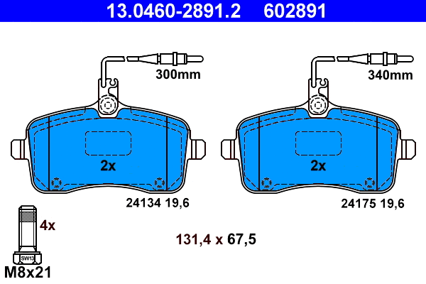 Brake Pad Set, disc brake (13.0460-2891.2)