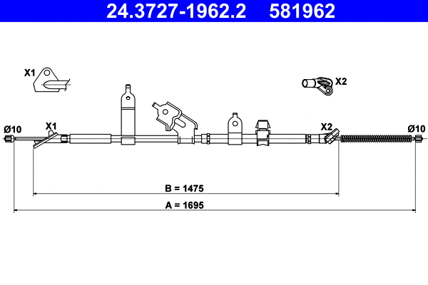 Cable Pull, parking brake (24.3727-1962.2)