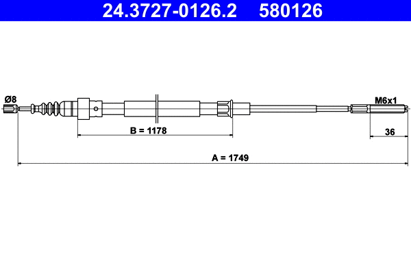 Cable Pull, parking brake (24.3727-0126.2)