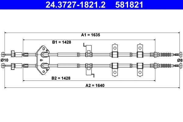 Cable Pull, parking brake (24.3727-1821.2)
