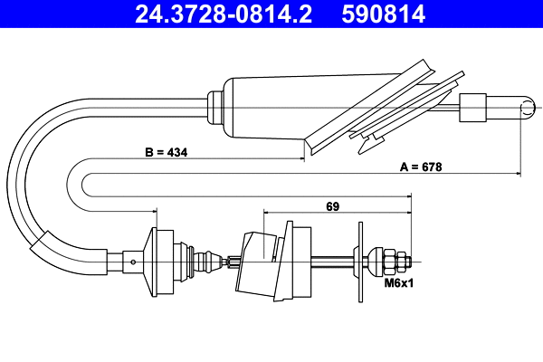 Cable Pull, clutch control (24.3728-0814.2)