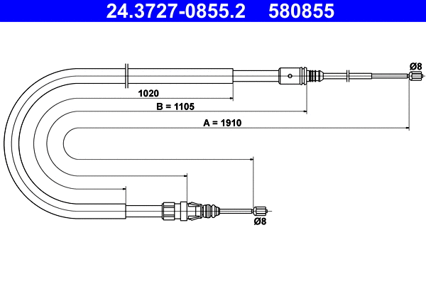 Cable Pull, parking brake (24.3727-0855.2)
