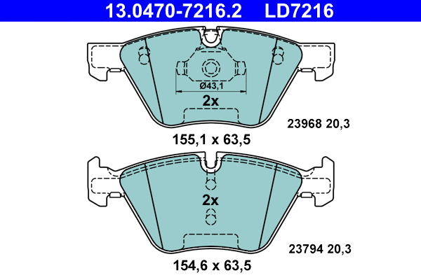 Brake Pad Set, disc brake (13.0470-7216.2)