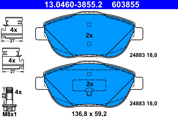 Brake Pad Set, disc brake (13.0460-3855.2)