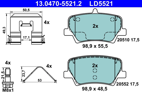 Brake Pad Set, disc brake (13.0470-5521.2)