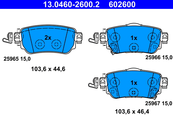 Brake Pad Set, disc brake (13.0460-2600.2)