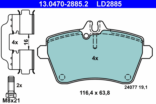 Brake Pad Set, disc brake (13.0470-2885.2)