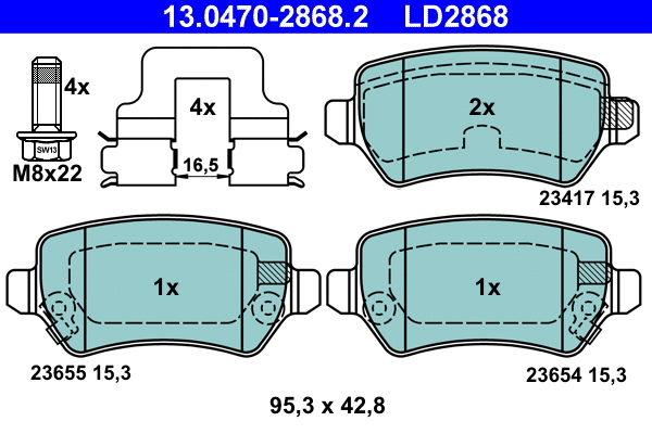 Brake Pad Set, disc brake (13.0470-2868.2)