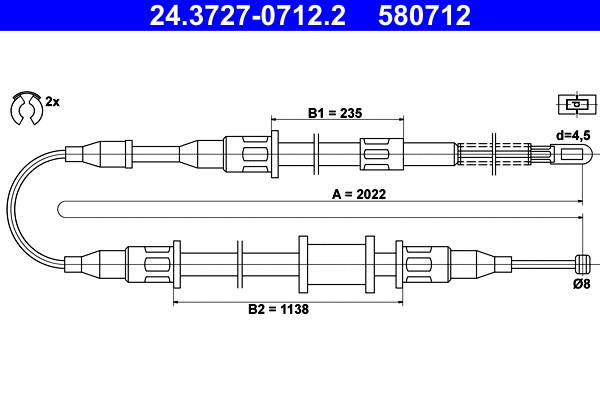 Cable Pull, parking brake (24.3727-0712.2)