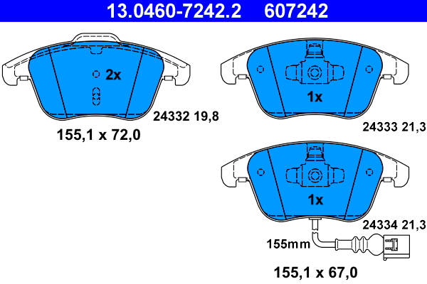 Brake Pad Set, disc brake (13.0460-7242.2)