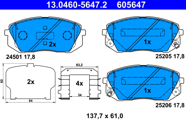 Brake Pad Set, disc brake (13.0460-5647.2)