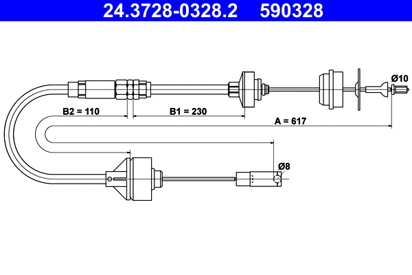 Cable Pull, clutch control (24.3728-0328.2)