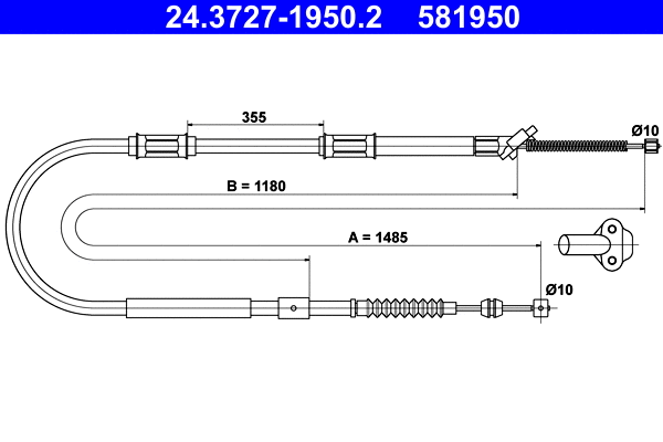 Cable Pull, parking brake (24.3727-1950.2)