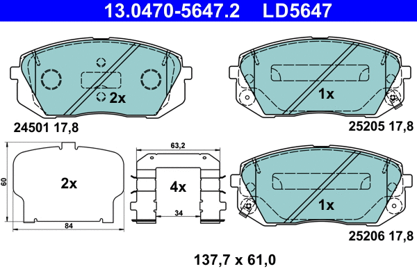 Brake Pad Set, disc brake (13.0470-5647.2)