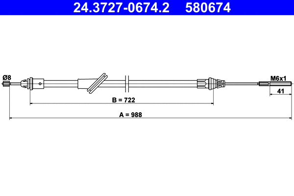 Cable Pull, parking brake (24.3727-0674.2)