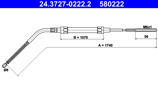 Cable Pull, parking brake (24.3727-0222.2)