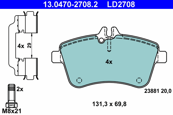 Brake Pad Set, disc brake (13.0470-2708.2)