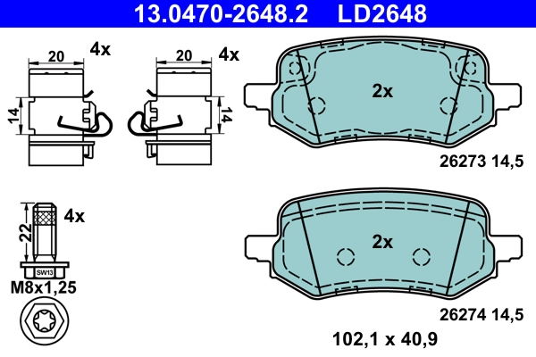 Brake Pad Set, disc brake (13.0470-2648.2)