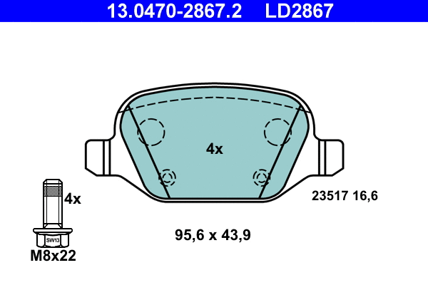 Brake Pad Set, disc brake (13.0470-2867.2)