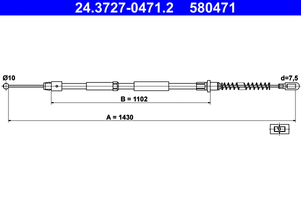 Cable Pull, parking brake (24.3727-0471.2)
