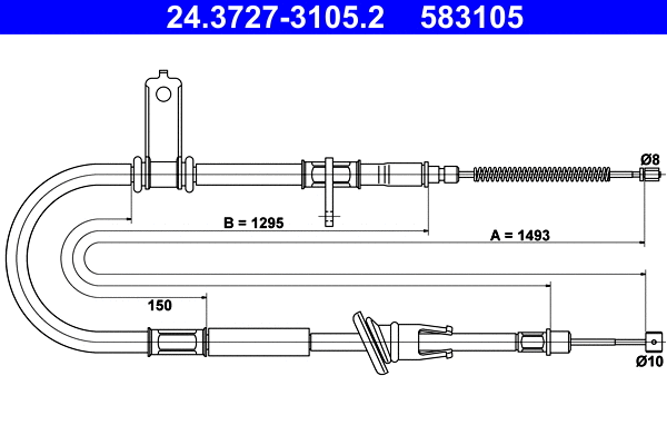 Cable Pull, parking brake (24.3727-3105.2)