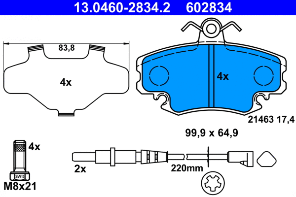 Brake Pad Set, disc brake (13.0460-2834.2)