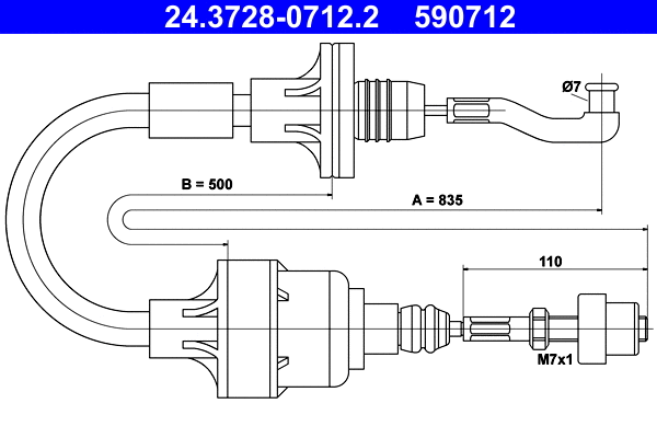 Cable Pull, clutch control (24.3728-0712.2)
