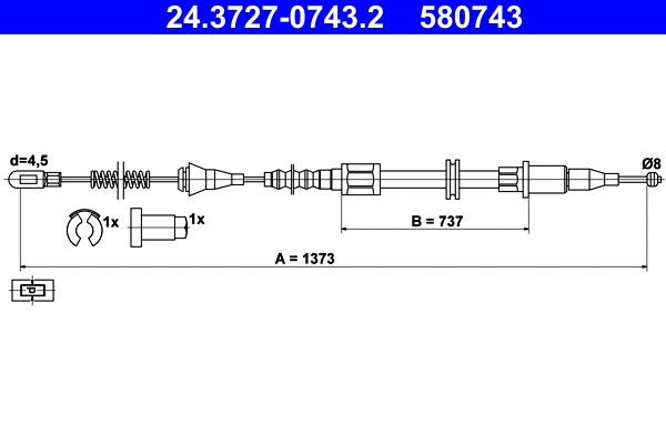 Cable Pull, parking brake (24.3727-0743.2)