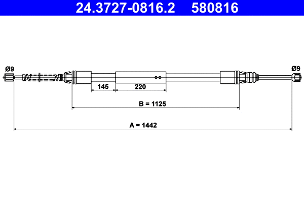 Cable Pull, parking brake (24.3727-0816.2)