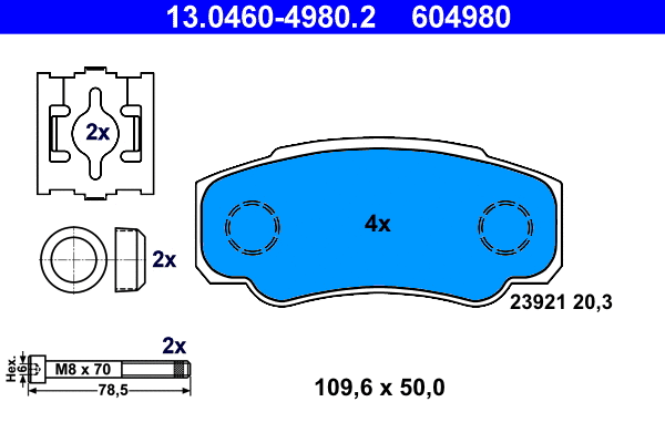 Brake Pad Set, disc brake (13.0460-4980.2)