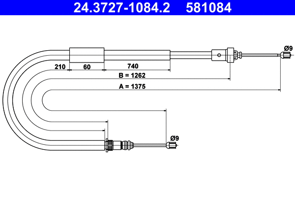 Cable Pull, parking brake (24.3727-1084.2)