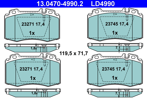 Brake Pad Set, disc brake (13.0470-4990.2)
