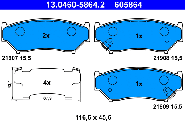 Brake Pad Set, disc brake (13.0460-5864.2)
