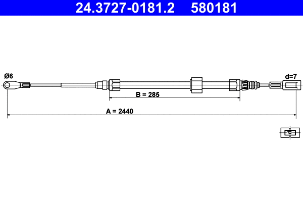 Cable Pull, parking brake (24.3727-0181.2)