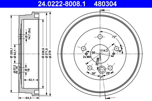 Brake Drum (24.0222-8008.1)