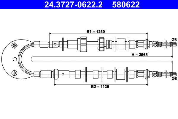 Cable Pull, parking brake (24.3727-0622.2)