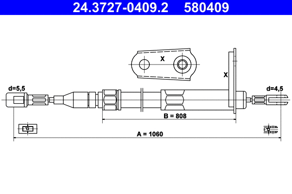 Cable Pull, parking brake (24.3727-0409.2)