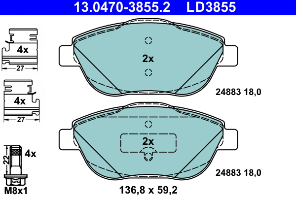 Brake Pad Set, disc brake (13.0470-3855.2)