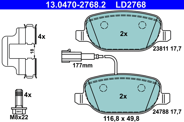 Brake Pad Set, disc brake (13.0470-2768.2)