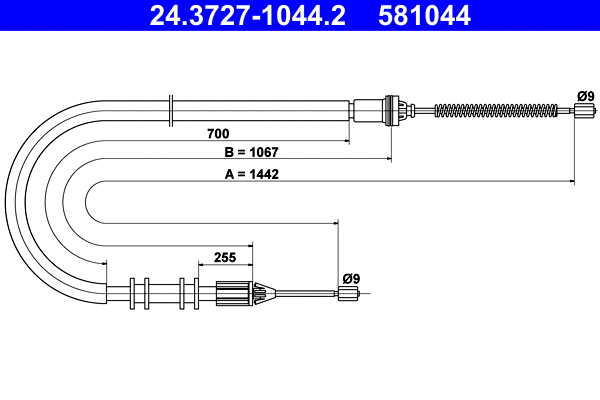 Cable Pull, parking brake (24.3727-1044.2)