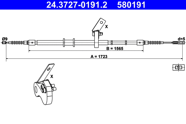 Cable Pull, parking brake (24.3727-0191.2)