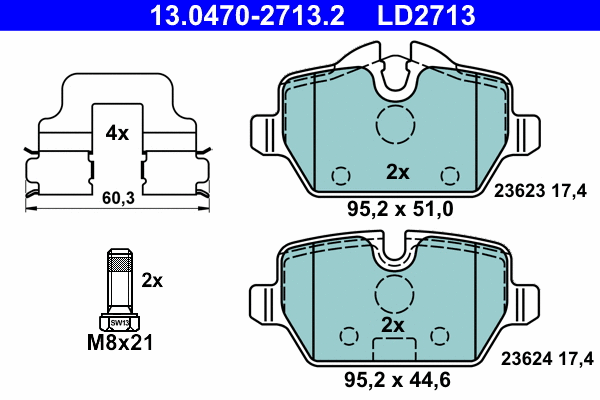 Brake Pad Set, disc brake (13.0470-2713.2)