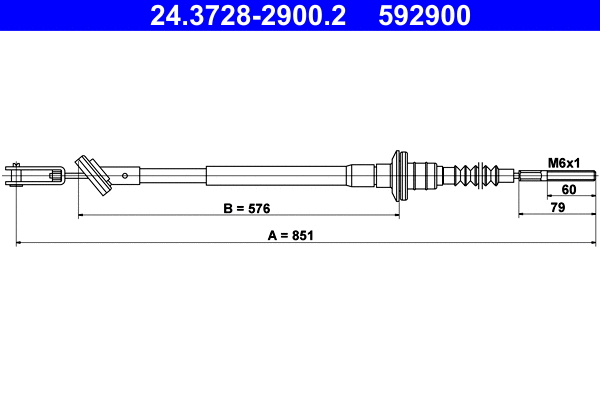 Cable Pull, clutch control (24.3728-2900.2)