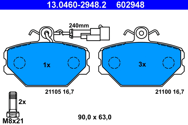 Brake Pad Set, disc brake (13.0460-2948.2)