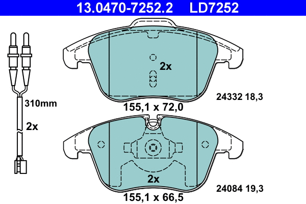 Brake Pad Set, disc brake (13.0470-7252.2)