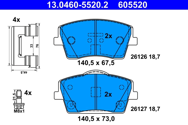 Brake Pad Set, disc brake (13.0460-5520.2)